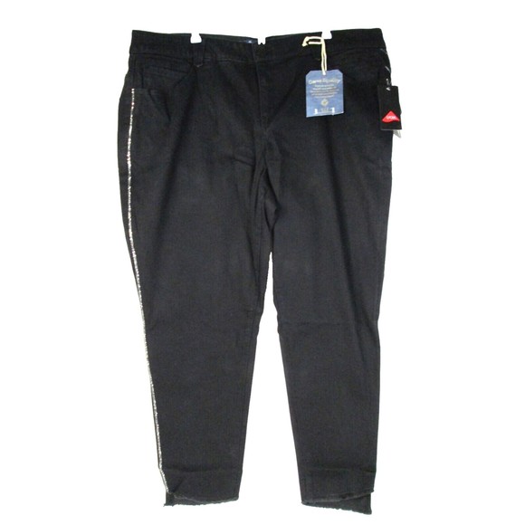 Democracy Denim - Democracy Luxe Touch Premium Black Jeans 22W Ab Solution Jewel Detail B20-246